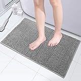 Luxus Chenille Bad Teppich Matte, 80x50CM, Extra weich und absorbierende Shaggy Badezimmer Matte Teppiche, starke Unterseite, Plush waschbare Teppich matten für Dusche, Badewanne und Bad(grau) (1-PCS)