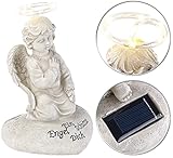 Lunartec Engel mit Licht für Grab: Schutzengel-Figur mit Solar-LED-Licht, 7 LEDs, 20 cm, IP44 (Grabschmuck Solar)