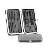 CHENGCHAO Nagelknipser 8pcs / Set Edelstahl Maniküre Nagelknipser Pediküre Set Scissor Tweezer Pickel-Entferner Werkzeug Reise Hygiene Kit (Color : Gray)