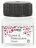 Kreul 16200 - Glass & Porcelain Classic cremeweiß, im 20 ml Glas, brillante Glas- und Porzellanmalfarbe auf Wasserbasis, schnelltrocknend, deck