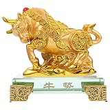 VICASKY Harz Fengshui Statue Bull Bringen Gold Zu Gewinnen Reichtum Glück Luck Sammeln Wall Street Finanz Wertpapiere Maskottchen Chinesische Zodiac Ox Sammeln Figuren Geschenk