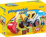 PLAYMOBIL 1.2.3 70125 Schaffelbagger mit beweglichen Schaufelarm und Bauarbeiter, ohne verschluckbare Einzelteile, ab 1,5 J