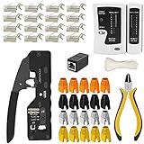 LUBEIN Professionell Netzwerk Werkzeug Set Cat6/Cat5/ RJ11/RJ12, Netzwerk Kabeltester Kit, Computer Wartung LAN Kabel Tester, Netzwerk Tool Kit (Schwarz)