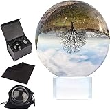 BELLE VOUS K9 Glaskugel 80mm - 8cm Fotokugel mit Kristall Ständer, Samt Tasche, Mikrofasertuch, Geschenkbox – Klare Kristallkugel Lensball für Fotografie – Glas Kugel Wahrsager & M