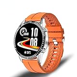 MIBYUZST Herren Smart Watch Bluetooth Anruf Uhr IP67 Wasserdicht Sport Fitness Uhr geeignet für Android IOS Anruf Erinnerung und Nachricht Push (Silikon Orange)