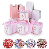 Neugeborene Baby Taufe Box Hochzeit SüßIgkeiten Boxen Party Gastgeschenke Geschenkbox Schokolade Verpackung Box Geschenk FüR Babypartys, Tischdekoration, Geburtstagsparty, 20 StüCk (Rosa)