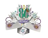 Second Nature Pop Ups Geburtstag Pop Up Card mit'Happy 80th Birthday' Schriftzüge und S