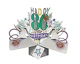 Second Nature Pop Ups Geburtstag Pop Up Card mit'Happy 80th Birthday' Schriftzüge und S