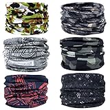 Hocaies 6 Stück Nahtlose Bandanas Multifunktionstuch Schal -Elastiche Multifunktion Stirnband Gaiter Balaclava Gesichtsmaske Kopfbedeckung UV-beständige zum Reiten,Motorradfahren,Wandern, Angeln,Yog