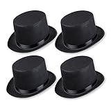 Schramm® 4 Stück Zylinder Hut mit Satinband Schwarz für Erwachsene Chapeau Zy