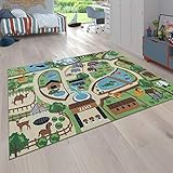 Paco Home Kinder-Teppich Für Kinderzimmer, Spiel-Teppich, Zoo Mit Tiger, Bär, Löwe, Bunt, Grösse:Ø 160 cm R