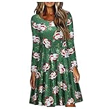 Briskorry Pulloverkleid Weihnachten Damen Frauen Christmas Gedruckt Langarm Tunika Festliches Longshirt Weihnachten Sweatshirt Pullover Kleid, Weihnachtskleid Slim Fit Minikleid Body