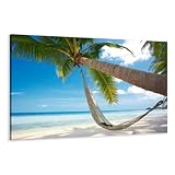 bestpricepictures 120 x 80 cm Bild auf Leinwand Strand Palme 5039-SCT deutsche Marke und Lager - Die Bilder/das Wandbild/der Kunstdruck ist fertig g