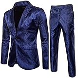 Battnot Herren Anzug 2 Teiliger Set Slim Fit Muster Mantel&Hose, Männer Blazer für Hochzeit und Party Business Casual Schlanker Einzelne-Knopf-Hochzeitsfest-Kleid Jacke Suit Regular Fit Mens Top
