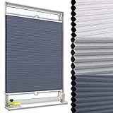 WOLTU Wabenplissee ohne Bohren Verdunklung Thermo Doppelplissee Klemmfix Zweifarbig 85x130cm Blau-Weiß, Plissee Faltrollo Sonnen-, Sicht- & Schallschutz, Jalousie Plisseerollo für Fenster & Tü