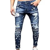 Jeans Hose Herren Slim Fit Denim Blaue graue Lange Jeanshose für Männer Coole Jungen weiße Stretch Freizeithose Schwarze Cargo Sommer Winter B