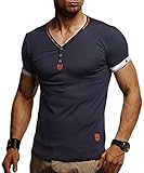 Leif Nelson Herren T-Shirt V-Ausschnitt Sweatshirt Longsleeve Basic Shirt Hoodie Slim Fit LN1390; Größe XL, B