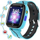 Smartwatch Kinder - Smartwatches Telefon mit Musik SOS Spiele Kamera Stoppuhr Wecker Rekorder Rechner Touchscreen Taschenlampe, Uhr Anruf Kinder Geschenke Geburtstag für Jungen und Mädchen (Blau)