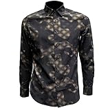 Pajiay Hemd Herren Schick Rose Flower/Python-Muster/Gold Drucken Muster Langarmshirt Herren Slim Fit Vintage Mode Persönlichkeit Hemd Herren Knopfleiste Klassische Lassig Hemd H