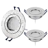 HCFEI 3er Set LED Einbaustrahler silber - rund flach 5 Watt dimmbar Warmweiss 3000K 230V IP44 – geeignet für Bad, Küche, Sauna, Außenbereich – Ø60-70mm Bohrloch, 120°Abstrahlwink