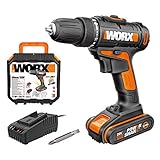 WORX 18V(20V MAX) Akku Bohrschrauber WX101.2, 2,0Ah, PowerShare, 2-Gang Getriebe, 15+1 Drehmomentstufen, Spindelarretierung, 1 Std. Schnellladeg