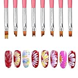 AvoDovA 8Stk Gelpinsel für Nägel, UV Nagel Gel Pinsel, Kreative Nail Art Design Gelnägel Pinsel, Nagel Kunst Malerei Zeichnung Pinsel, Farbgele Gelnägel für Anfänger Professionelle DIY