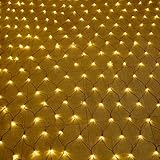 Aufun LED Lichternetz 6x4m 480LEDs Lichterkette Lichterkettennetz 8Modi Lichtervorhang mit Stecker für Halloween Weihnachten Hochzeit Party Innen und Außen Dekoration, Anschließbar, Warmweiß