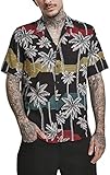 Urban Classics Herren Palm Tree Resort Hawaii-Hemd T-Shirt, Black/Palmtree, XL