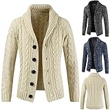 KXZD Herren Strickjacke Cardigan Mit V-Ausschnitt Feinstrick Männer Cardigan Grobstrick mit V-Ausschnitt Schalkragen Casual Top Fashion Elegante Spring and Autumn Herren Sweater Täglich Lässiges Top