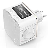 Hama Steckdosenradio DAB+/DAB Digitalradio klein (Plug in Radio mit DAB/DAB Plus/FM/Bluetooth/AUX, Radio-Wecker, beleuchtetes Display, geeignet für die Steckdose) Steckdosen-Radio weiß