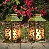 Solar Laterne, Tomshine Solarlaterne mit Kerzen Lichteffekt, Solarlampe für Au?en Gartendeko Solar Gartenlaterne in Kerzenoptik [Energieklasse A+] (2 Pack)