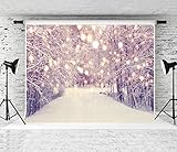 RBQOKJ 2,1 x 1,5 m Winter Fantasy Schneeflocken Hintergrund Natur Wald Schnee Landschaft Fotografie Hintergrund Glitter Bokeh Weihnachten Shoot Kulisse Xmas Urlaub Party Decor Foto Studio Prop