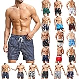 Herren Hosen Kurz Sommer Strandhose Badeshorts mit Kordelzug Tasche Gefüttert Shorts Strandshorts Badehose Loose Sweatshorts Casual Freizeithose für Täglich Meer Strand Party Urlaub