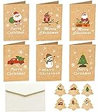 SXD 6 Weihnachtskarten mit Umschlag,Weihnachtskarten mit Umschlägen und Aufkleber– Klappkarten für Weihnachtsgrüße Stück – Frohe Weihnachten Modern Desig