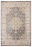 Carpeto Rugs Traditioneller Orientalischer Teppich mit Blumen - Kurzflor - Weich Teppich für Wohnzimmer, Schlafzimmer, Esszimmer - ÖKO-TEX Wohnzimmerteppich - Teppiche - Grau - 100 x 200