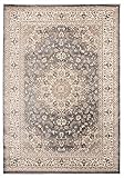 Carpeto Rugs Traditioneller Orientalischer Teppich mit Blumen - Kurzflor - Weich Teppich für Wohnzimmer, Schlafzimmer, Esszimmer - ÖKO-TEX Wohnzimmerteppich - Teppiche - Grau - 100 x 150