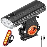 Oyeeice 3 in 1 LED Fahrradlicht Set, USB Aufladbar Fahradlicht Set, IP65 Wasserdicht Haben DREI Beleuchtungsmodi Können als Fahrradbeleuchtung, Handyhalterung, Lautsprecher, Mobilstrom (4600