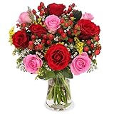 Blumenstrauß Liebeszauber, Rot-rosafarbener Rosenstrauß versenden, Schnittblumen, Blumenversand, 7-Tage-Frischegarantie, versandkostenfrei b