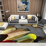RUGMYW Schallabsorption Wohnzimmer Teppich Federmuster grau gelb rot grün braun kinderteppich 100X200