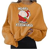 Dasongff Weihnachtssweatshirt Damen ohne Kapuze, Sweatshirt, bedruckt, Weihnachten, Damen, Langarm, Tops, Damen, Winter, Sweatshirt, Kawaii, lockere Blusen, schick, große Größe, lässig,
