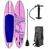 BRAST SUP Board Stand up Paddle Paddling Shark Pink 300x76x15cm aufblasbar Alu-Paddel Hochdruck-Pumpe Transportrucksack 115KG