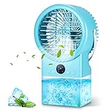 500ML Air Cooler Klimagerät, Mini Luftkühle, 7-Farben-Nachtlicht, Zeitfunktion, 3-Fach Verstellbar, Mobile Klimageräte Geeignet für Küche Kinderzimmer Schlafzimmer Zimmer W