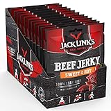 Jack Links Beef Jerky Sweet & Hot – 12er Pack (12 x 70 g) – Proteinreiches Trockenfleisch vom Rind – Getrocknetes High Protein Dö