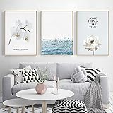 Leinwandbild Weiße Orchidee Magnolie Blume Meer Landschaft Abstrakte Wand Kunstdrucke Poster Bild Wohnen Büro Dekor3 Stück 60x80cm ohne R