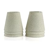 Fuloon 6er Set Lampenschirme für Kerze Kristall Kronleuchter Wandleuchte Hängelampe Stoff Lampenschirm (Beige)