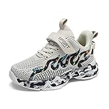 Kinder Sportschuhe Jungen Sneaker Hallenschuhe Turnschuhe für Atmungsaktive Kinder Laufschuhe Schwarz Beige Grau 31 EU