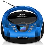 Tragbare Boombox | CD/CD-R | USB | FM Radio | AUX-In | Kopfhöreranschluss | CD-Player | Kinder Radio | Boombox | CD-Radio | Stereoanlage | Kompaktanlage (Cobalt Blue)