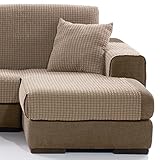 Sofaüberwurf, schmutzabweisend, elastisch, für Chaiselongue, weich, Nahtfarbe: Leinen, Chaiselongue, rechts (190-210 cm)