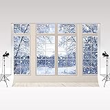 Kate Winter Landschaft Fenster Foto Hintergrund Weihnachten Schnee Tress Fotostudio Hintergrund für Fotografie Weihnachten Partys Dekoration Fotostudio Requisiten 2.2x1.5m/7x5
