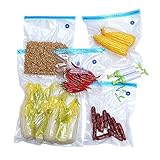 IUANC Mehrzweck 5 stücke Wiederverwendbare Vakuumbeutel for Lebensmittel Lagerung Dichtungsbeutel Set Ziplock Gefrierbeutel mit Handpumpenbeutel Sous Vide Taschen für Reisen, Z